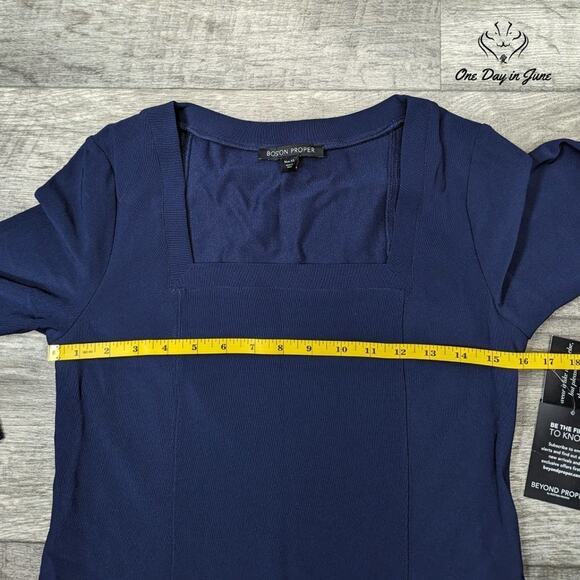 Boston Proper Square Neck Long Sleeve Mini Dress Size XS - Picture 3 of 5